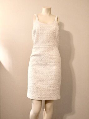 Versona Ivory Textured Sheath Dress sleeveless XS